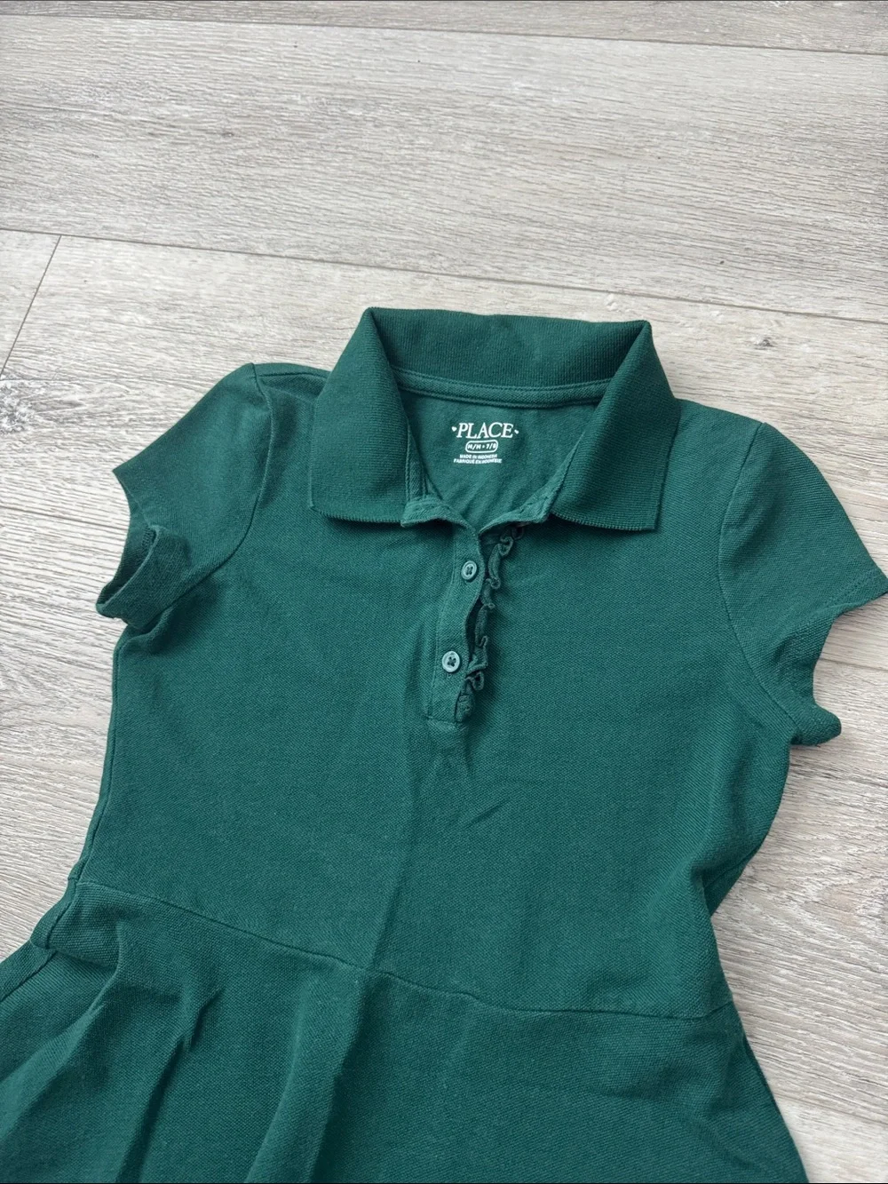 EUC The Children's Place Forest Green Polo Uniform Skater Dress Size M (7/8)